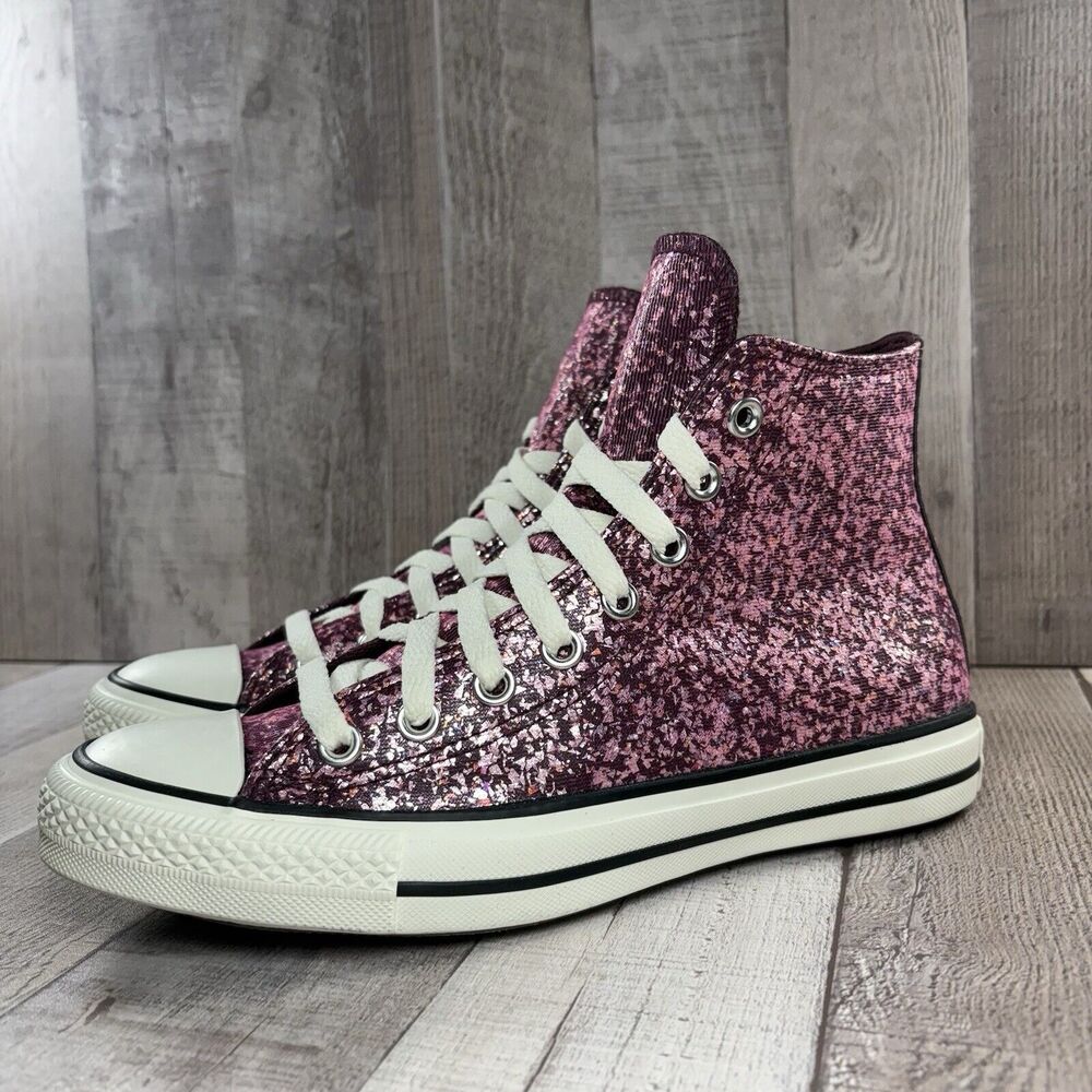 Converse Chuck Taylor All Star Women's 8.5 Glitter High Top Sneakers Pink Purple